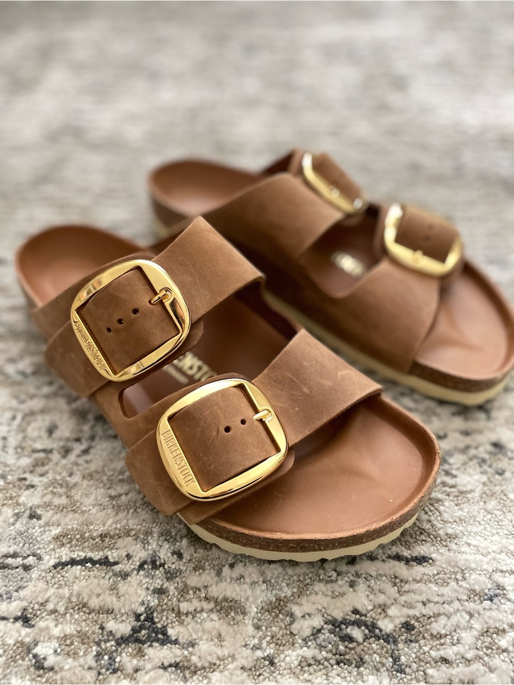 Birkenstock Arizona Big Buckle Cognac Leather Slide Sandal Regular Width 41 - Picture 7 of 8